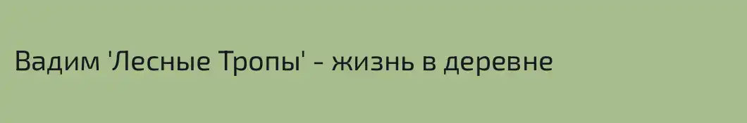 Вадим 'Лесные Тропы' - жизнь в деревне